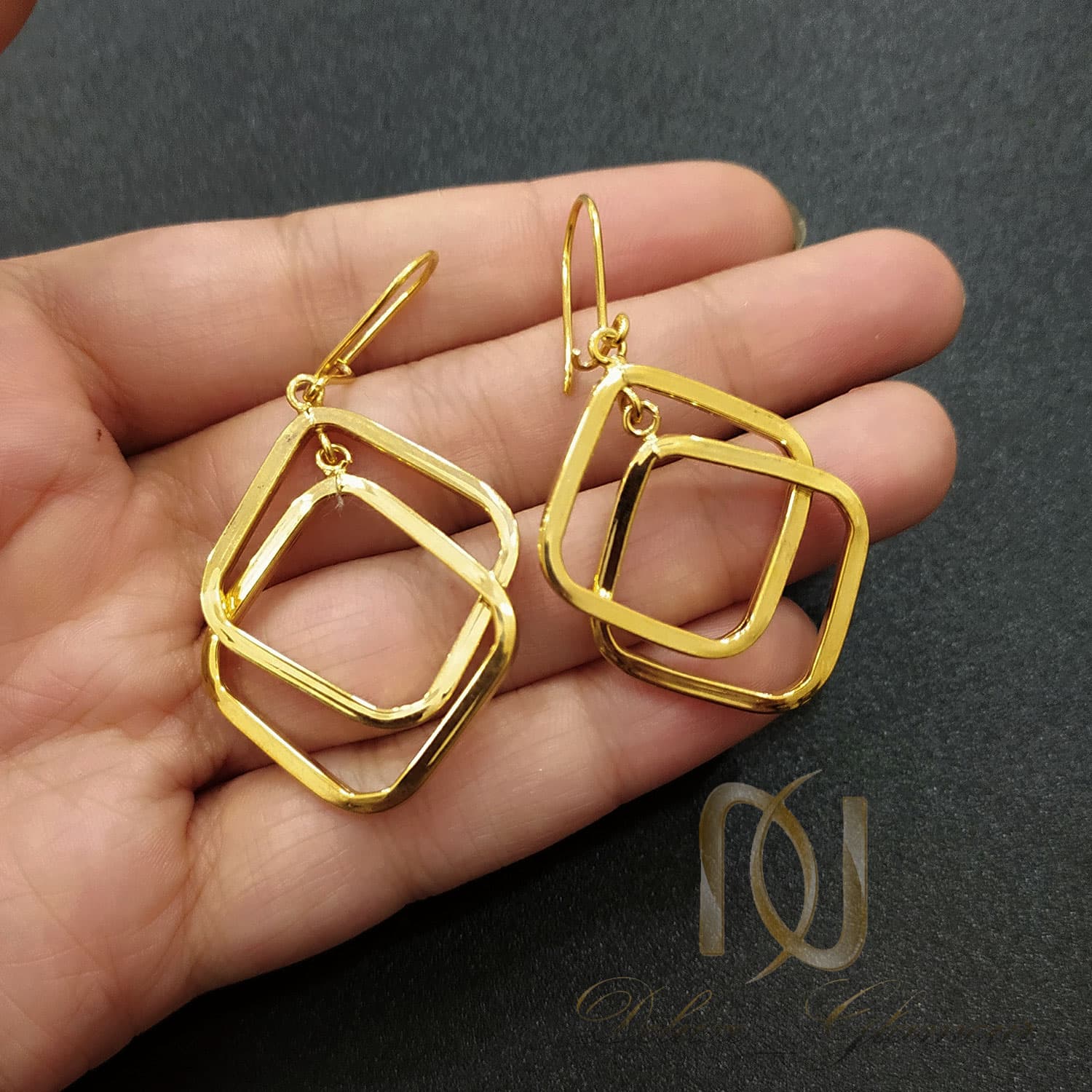 گوشواره نقره آویزی طرح لوزی er-n236 — تصویر ۲
