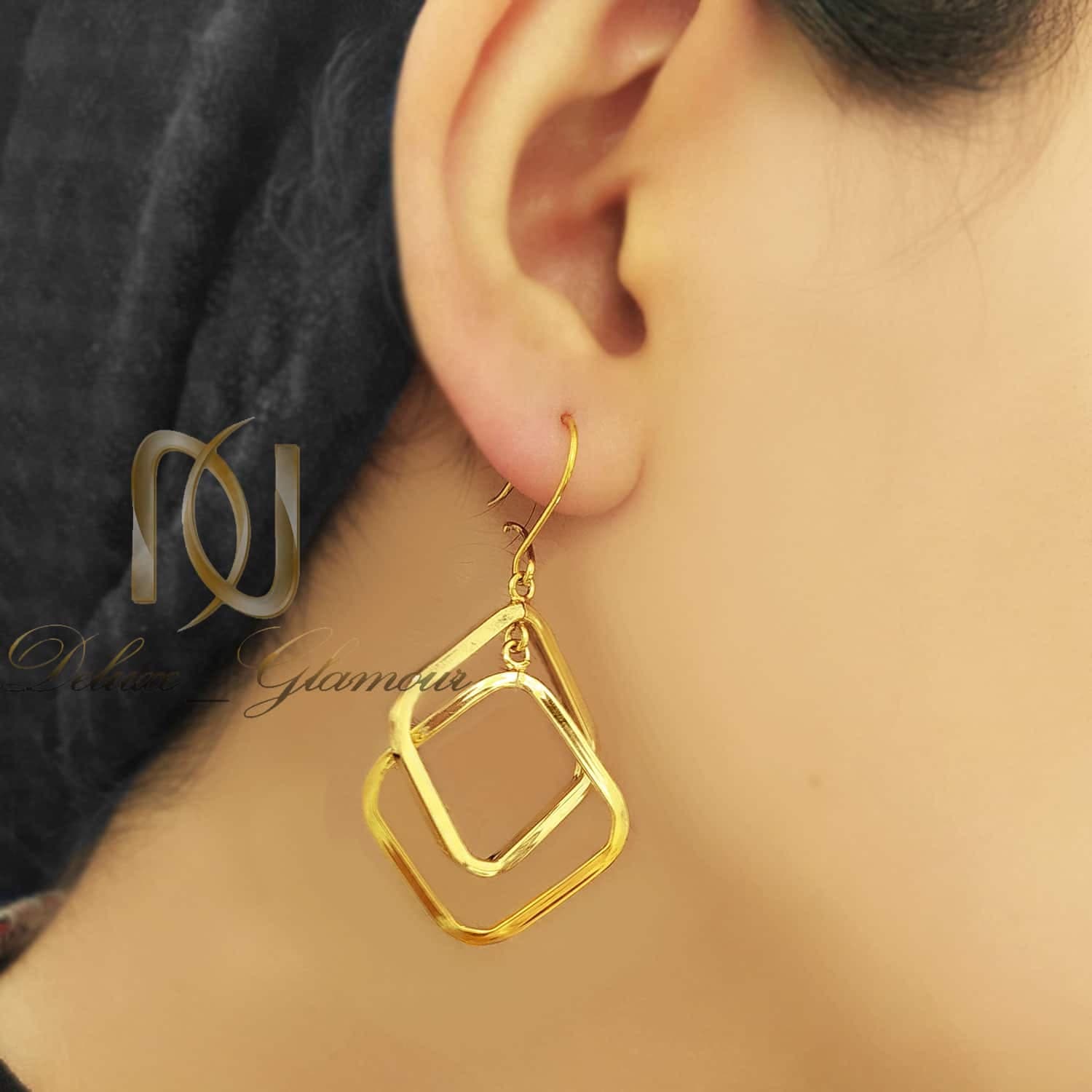 گوشواره نقره آویزی طرح لوزی er-n236 — تصویر ۴