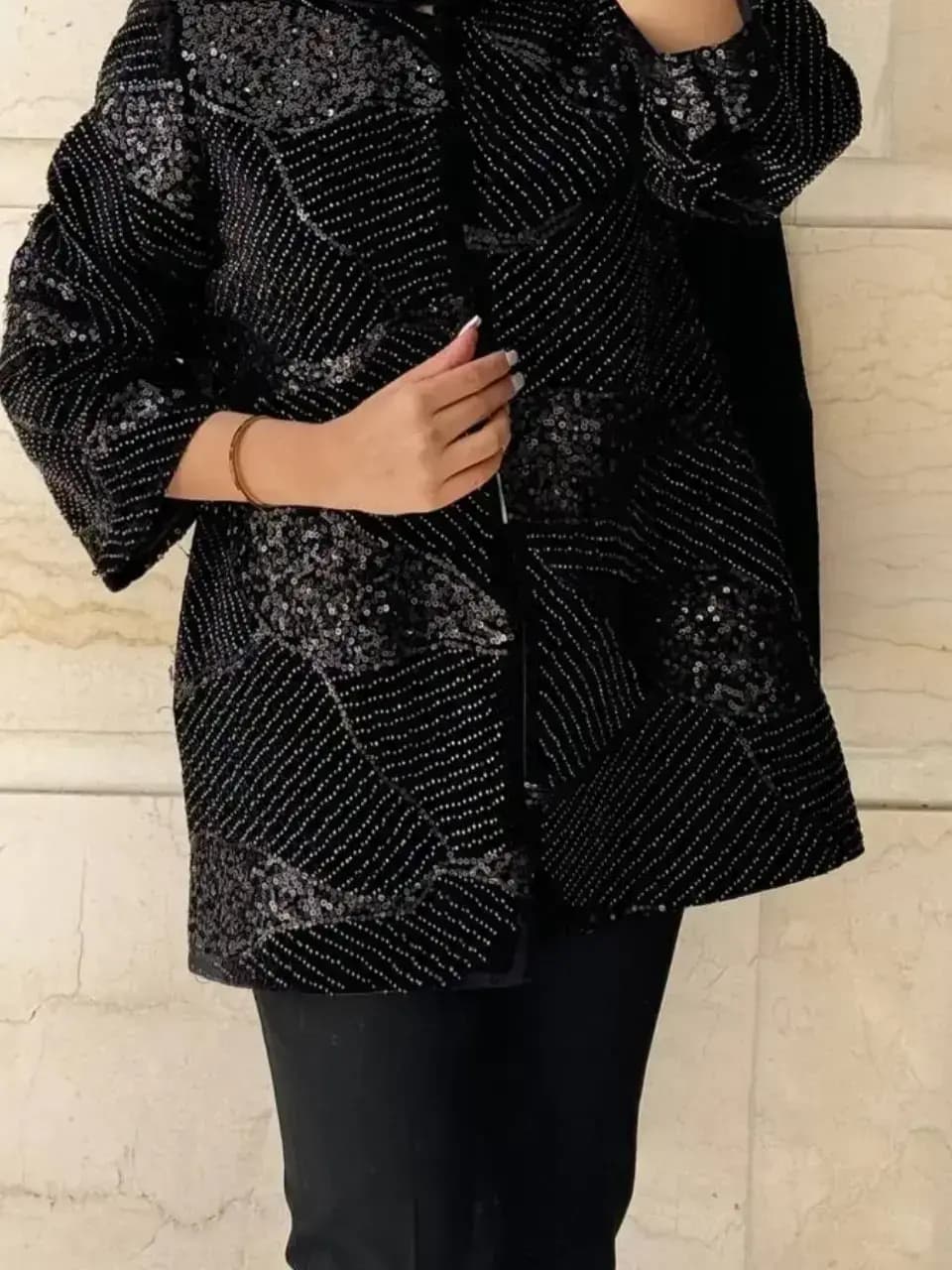 مانتو مخمل منجوق دوزی ام کا