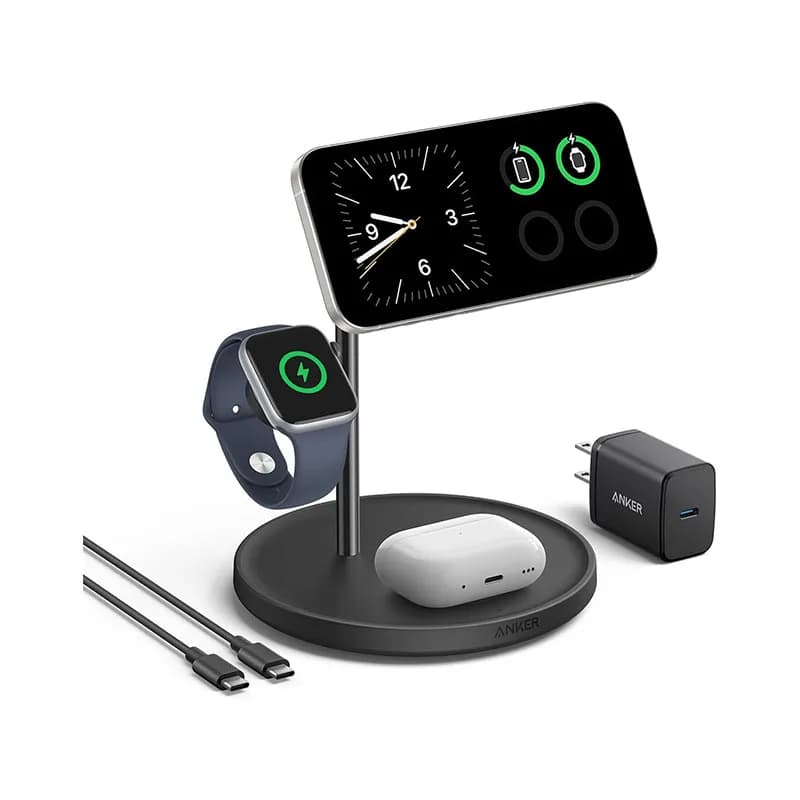 شارژر بی سیم مگنتی سه در یک انکر Anker MagGo Wireless Charging Station (3-in-1 Stand) Qi2