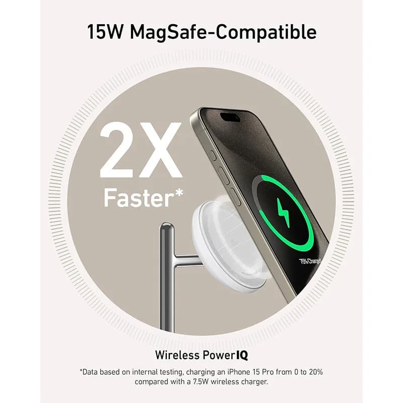 شارژر بی سیم مگنتی سه در یک انکر Anker MagGo Wireless Charging Station (3-in-1 Stand) Qi2 — تصویر ۷