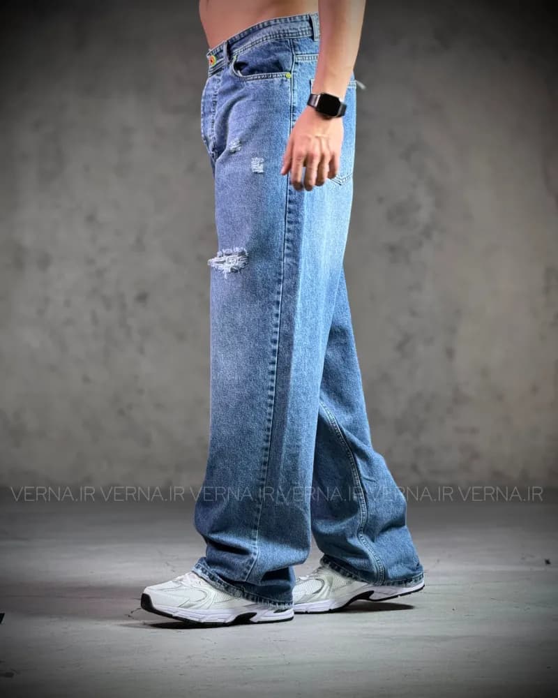 شلوار بگ مردانه جین زاپدار OLD BLUE 1090 — تصویر ۲