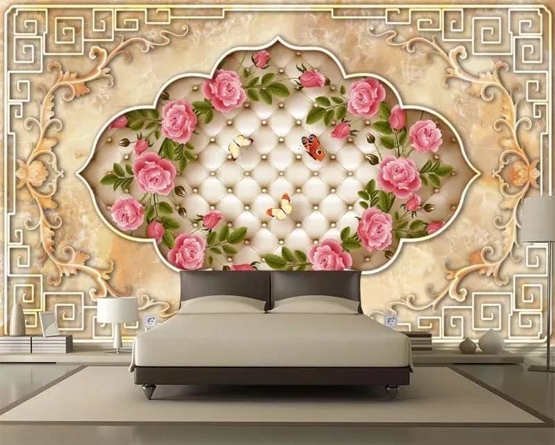 پوستر دیواری پروانه و گل سرخ