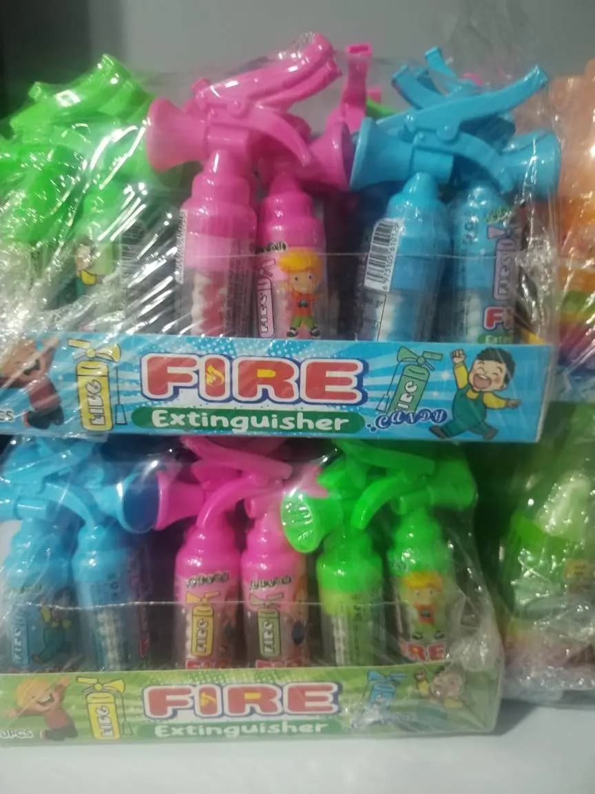 آبنبات خوراکی Fire Extinguisher | آبنبات ترش و شیرین میوهای | طرح کپسول آتشنشانی بسته 30 عددی — تصویر ۲