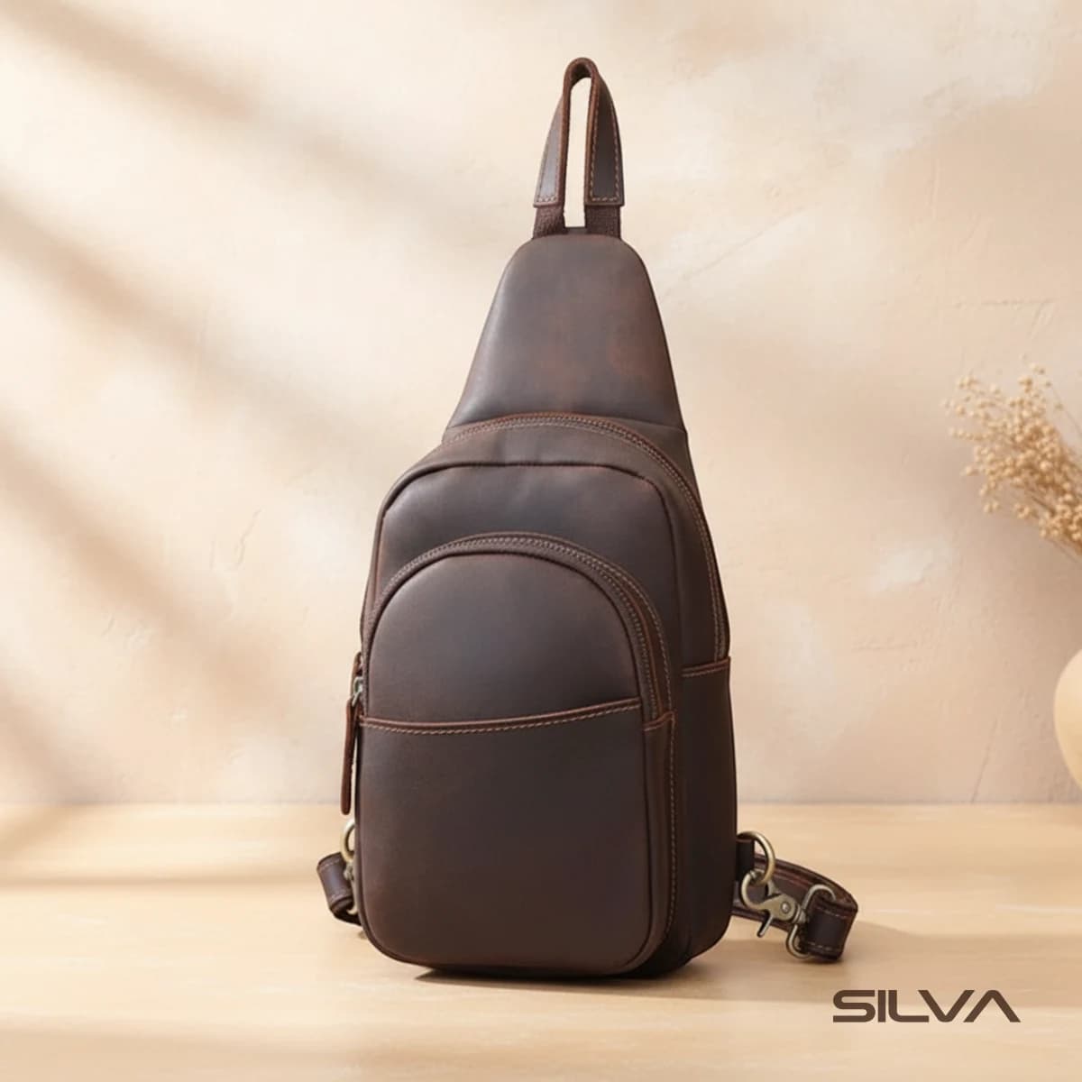 کیف کراس بادی و تکشانه چرم طبیعی مدل Crossbody Bag 33 | سیلوا چرم