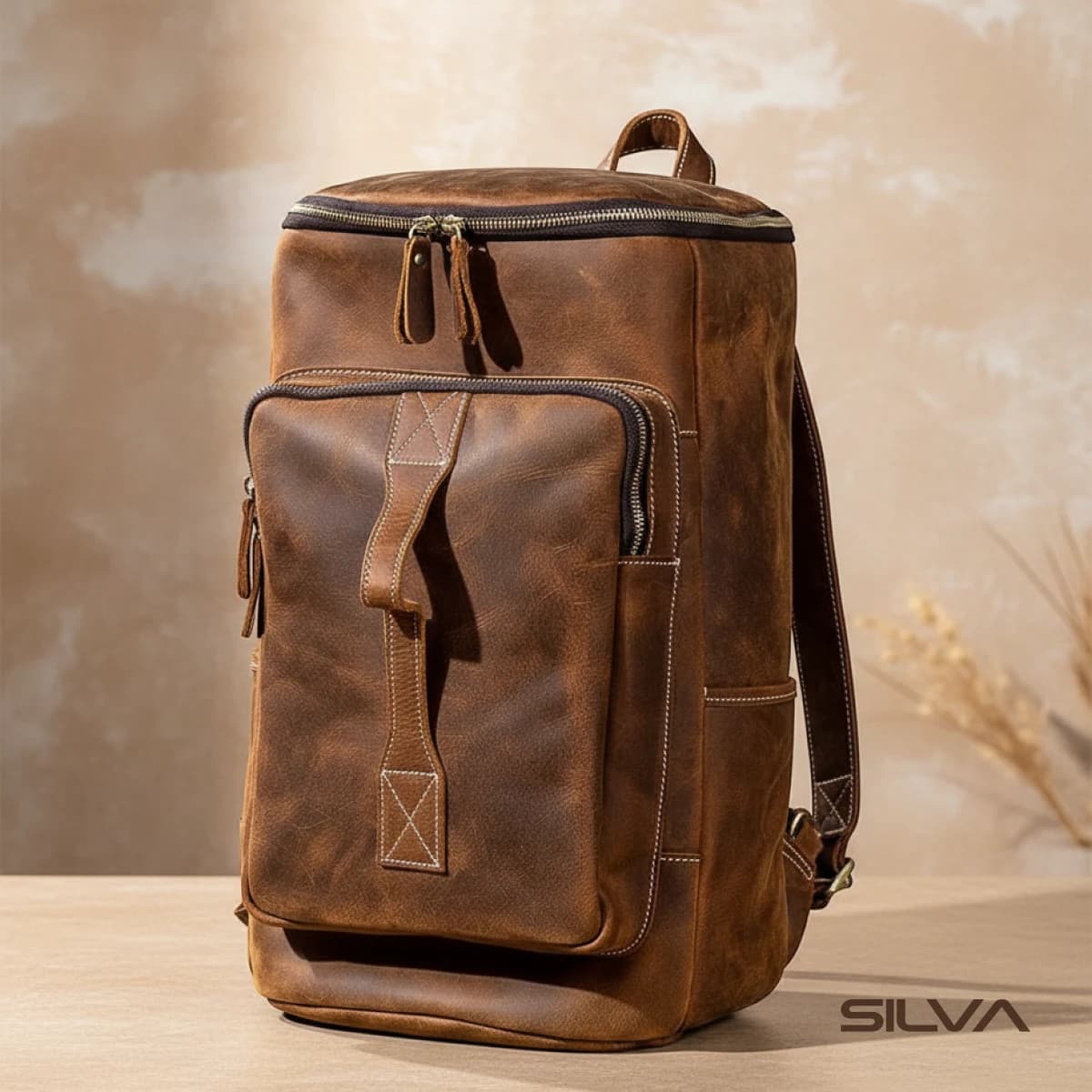 کوله پشتی چرم طبیعی مدل Back Pack 04 | سیلوا چرم