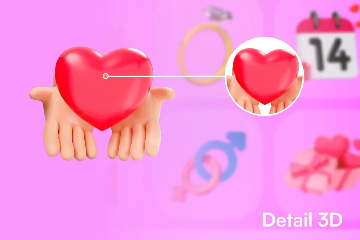 24 آیکون 3D رمانتیک و عاشقانه ولنتاین — تصویر ۳