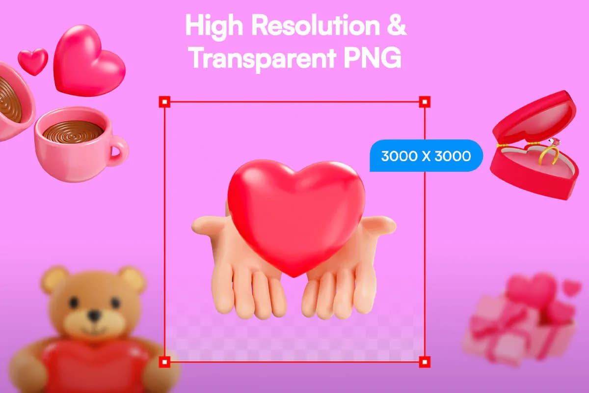 24 آیکون 3D رمانتیک و عاشقانه ولنتاین — تصویر ۲