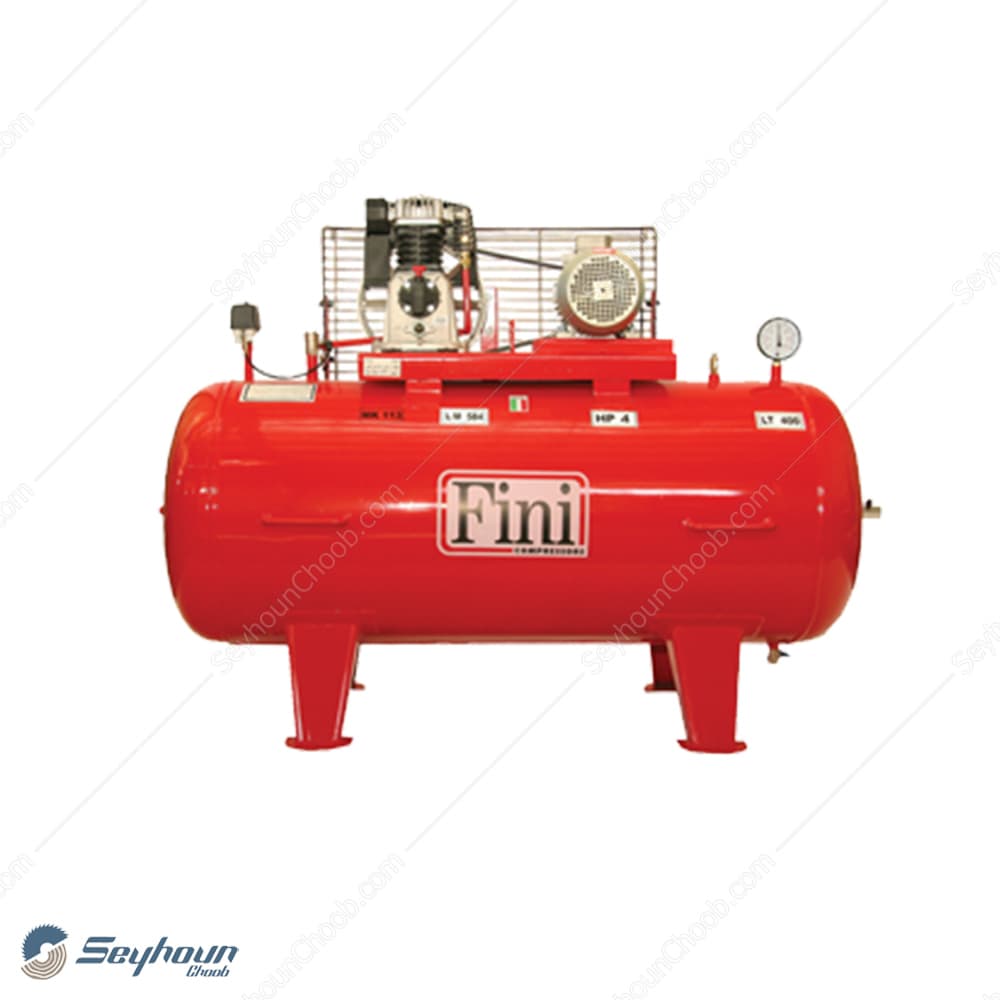 کمپرسور باد 400 لیتری فینی خوابیده 10 بار 4 اسب 2 سیلندر سه فاز مدل Fini MK113