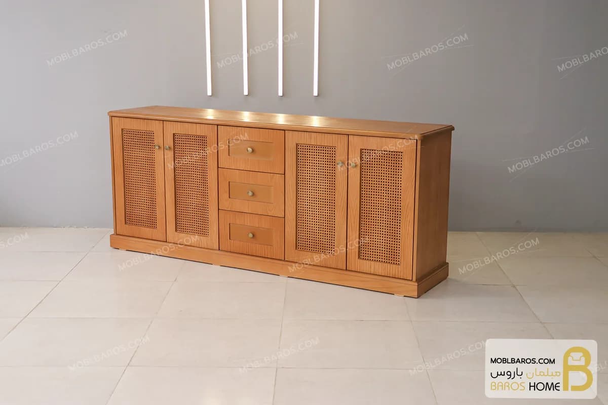 میز کنسول چوبی و حصیری جدید آرمیس — تصویر ۲