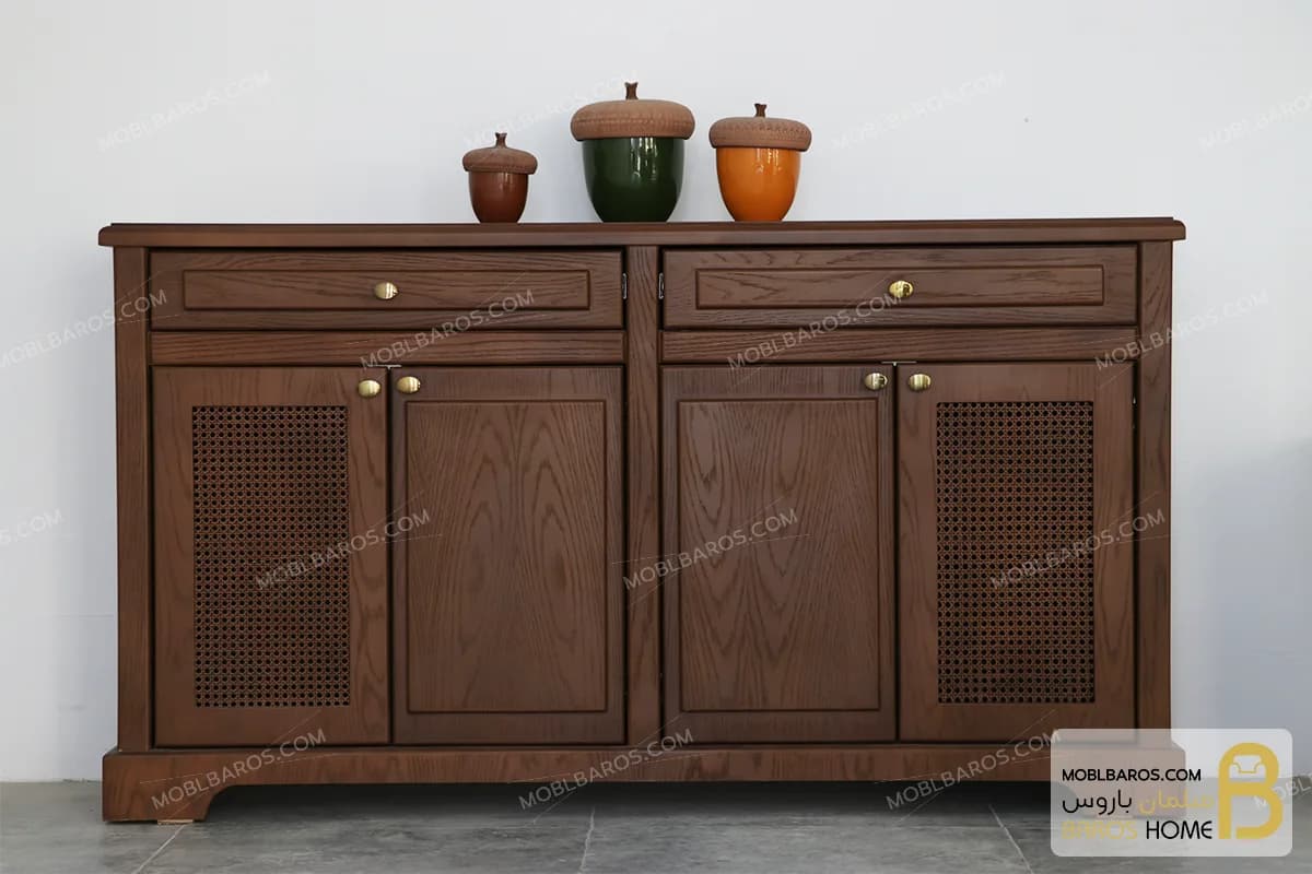 میز کنسول چوبی و کلاسیک مدل راشل حصیری