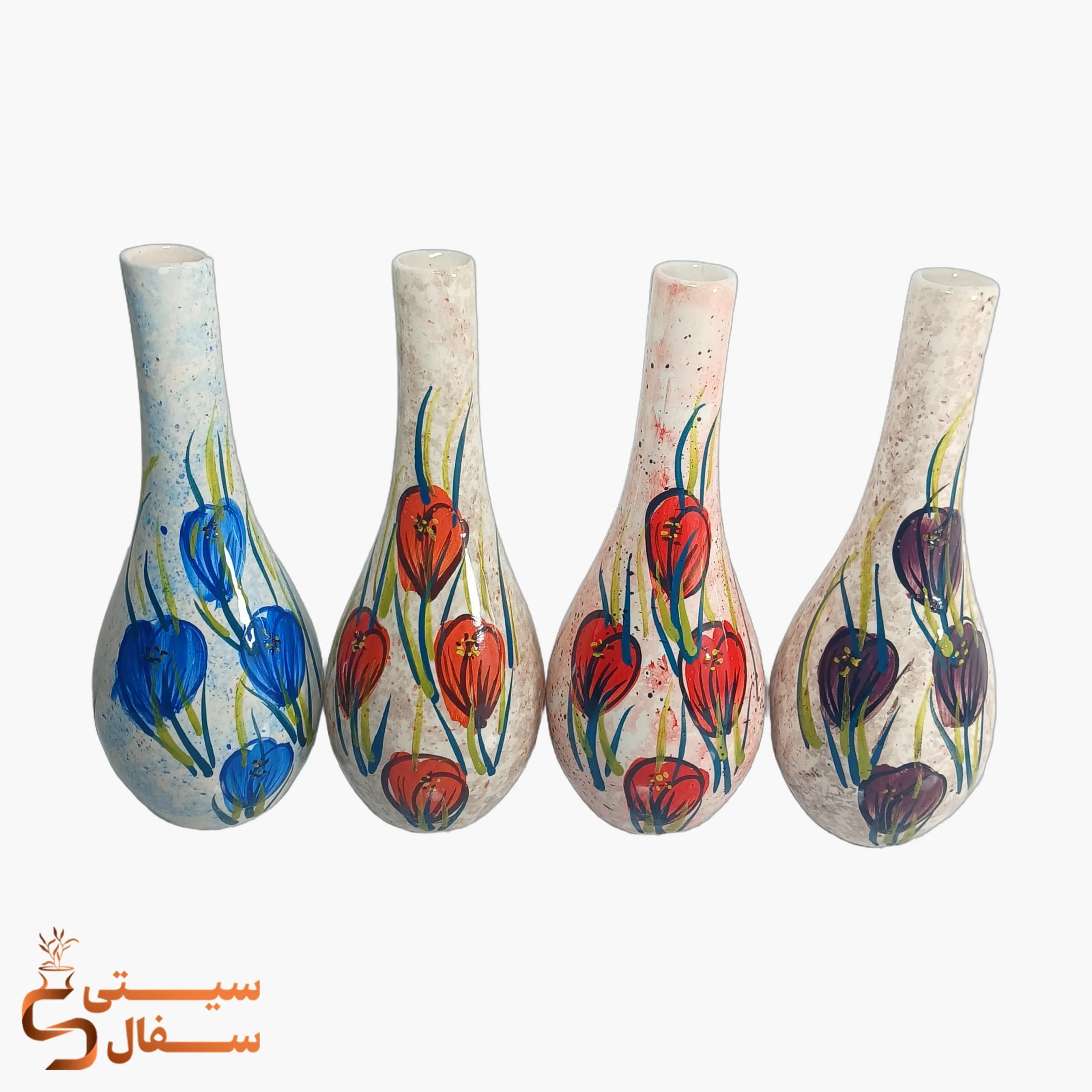 گلدان تک شاخه نارنجی سرامیکی مدل آوا (ارتفاع ۳۰ سانتیمتر) — تصویر ۳