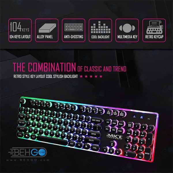 کيبورد مخصوص بازی مناسب گیم Keyboard iMICE AK-700 FOR GAME — تصویر ۴