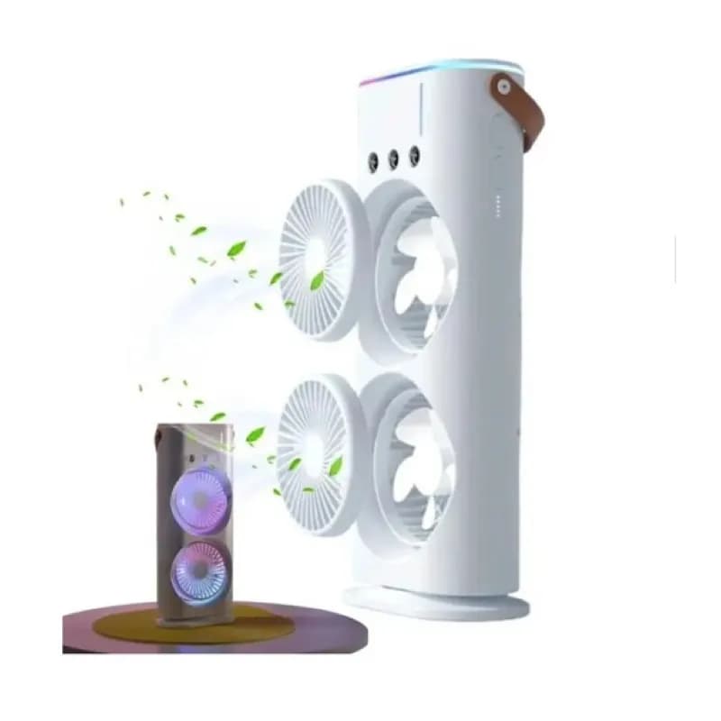 پنکه مه پاش رومیزی دو فن مدل چرخشی شارژی کنترل دار اصلی کد F742 — تصویر ۸