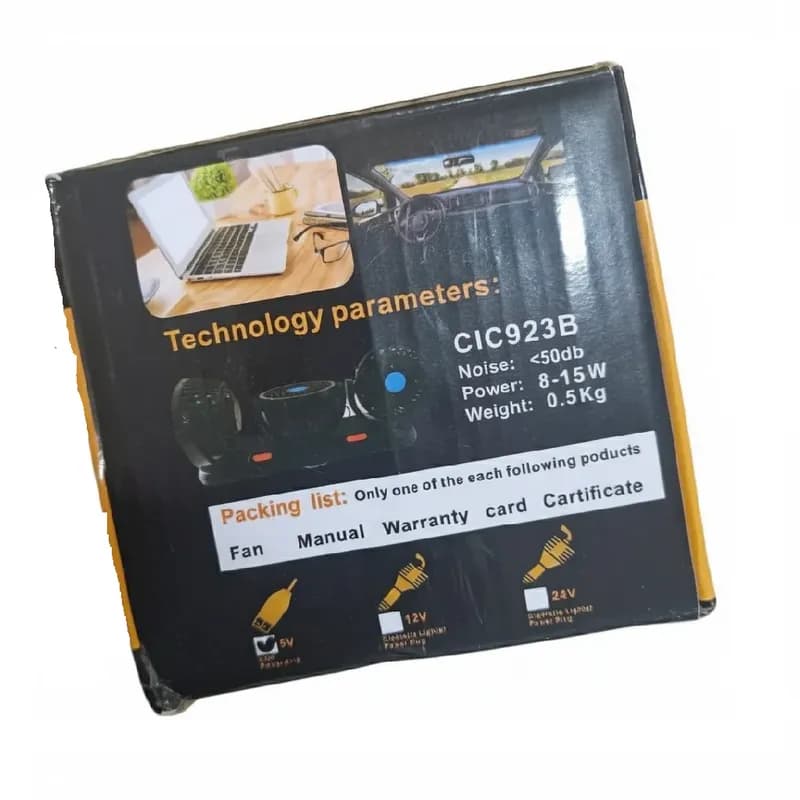 پنکه سه قلو usb خودرو CIC923 کد F825 — تصویر ۳