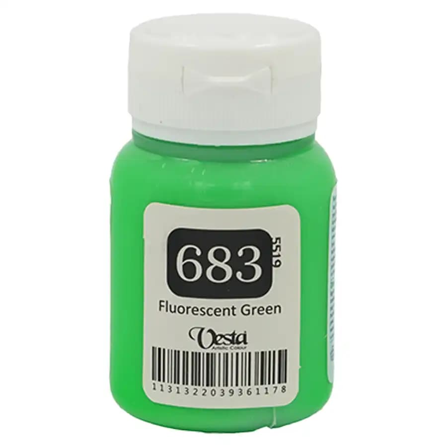 رنگ پارچه وستا رنگ Fluorscent Green کد 683 حجم 60 میلی لیتر