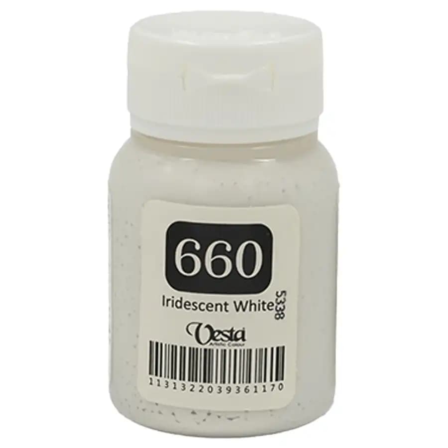 رنگ پارچه وستا رنگ Iridescent white کد 660 حجم 60 میلی لیتر