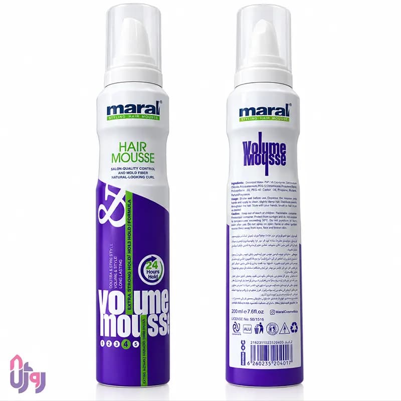 اسپری حالت دهنده مو مارال Maral مدل موس حجمدهنده Volume Mousse با قدرت نگهدارندگی 4 قوی Extra Strong حجم 200 میل — تصویر ۳