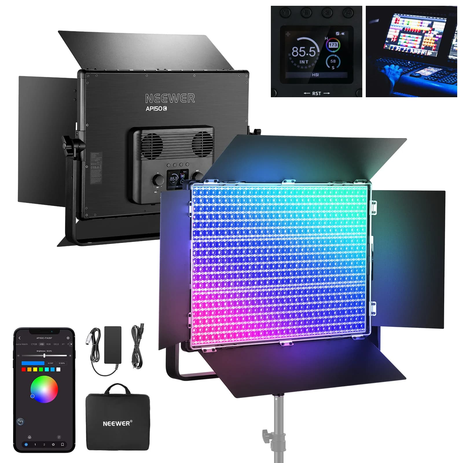 کیت پنل نور LED حرفهای RGB نیور مدل NEEWER AP150C