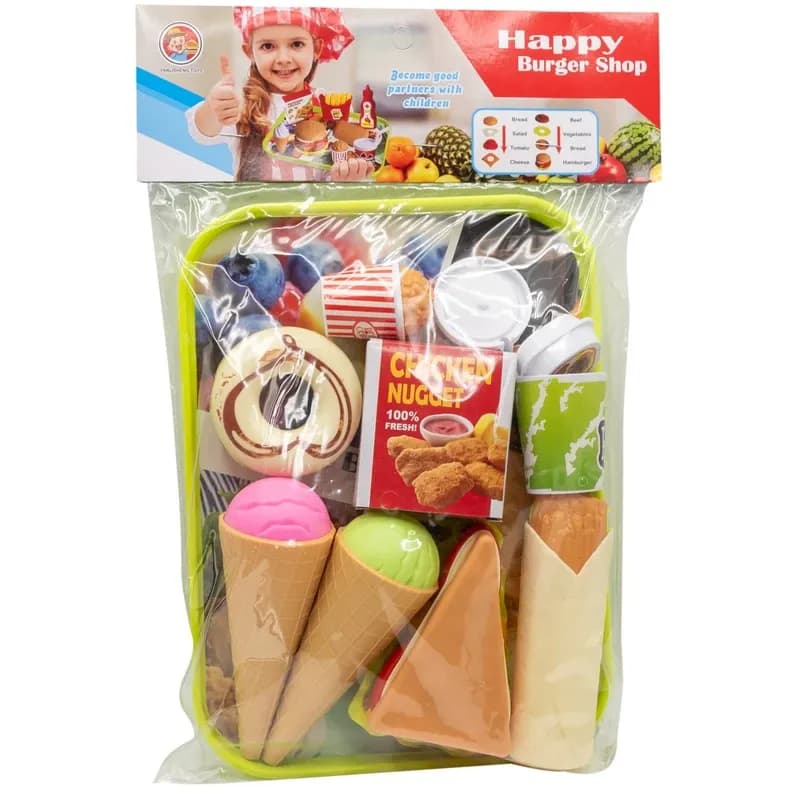 ست اسباب بازی فست فود مدل Happy Burger Shop کد 120-986 مجموعه 11 عددی — تصویر ۵