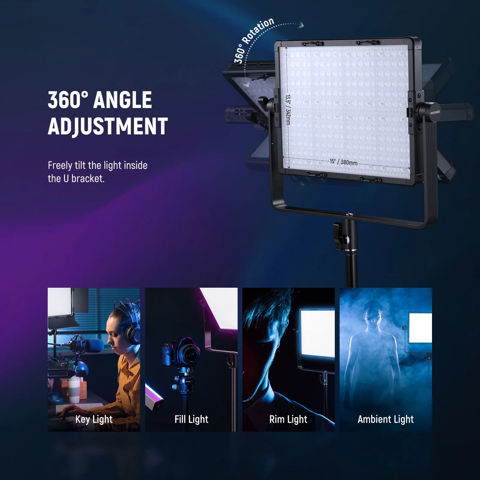پنل نور ویدئویی NEEWER PL60C RGB — تصویر ۸