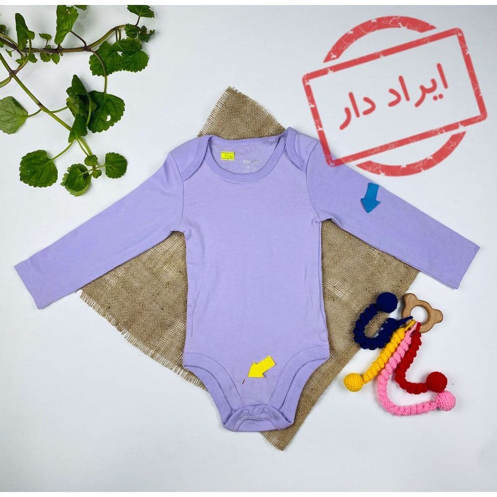 بادی نوزادی دخترانه آستین بلند طرح ساده یقه گرد ساده یاسی رنگ – 12 تا 24 ماه