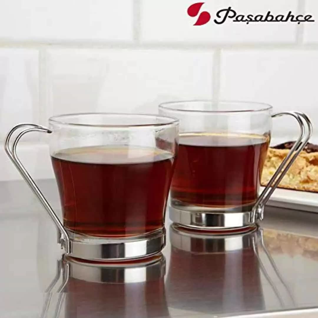 پاشاباغچه – فنجان چایخوری دسته استیل کروم 42665 — تصویر ۲