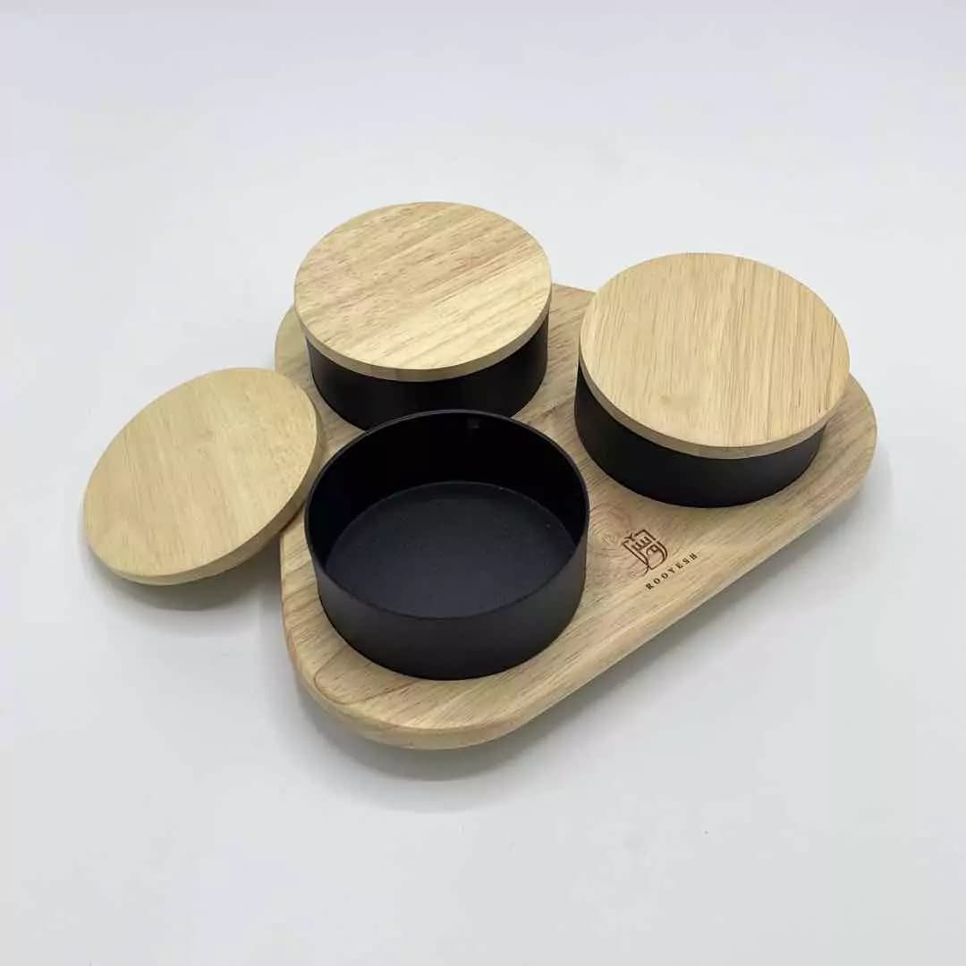 اردوخوری مثلث گردان 3 خانه رویش چوب و فلز R1-10015 — تصویر ۲