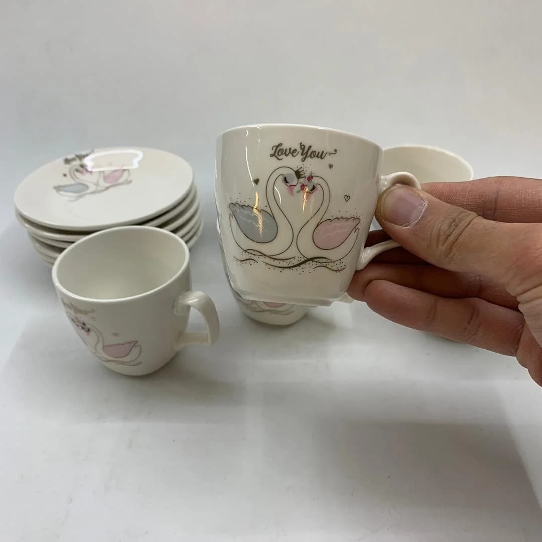 ست فنجان و نعلبکی 12 پارچه مدل قو کد 313 — تصویر ۲