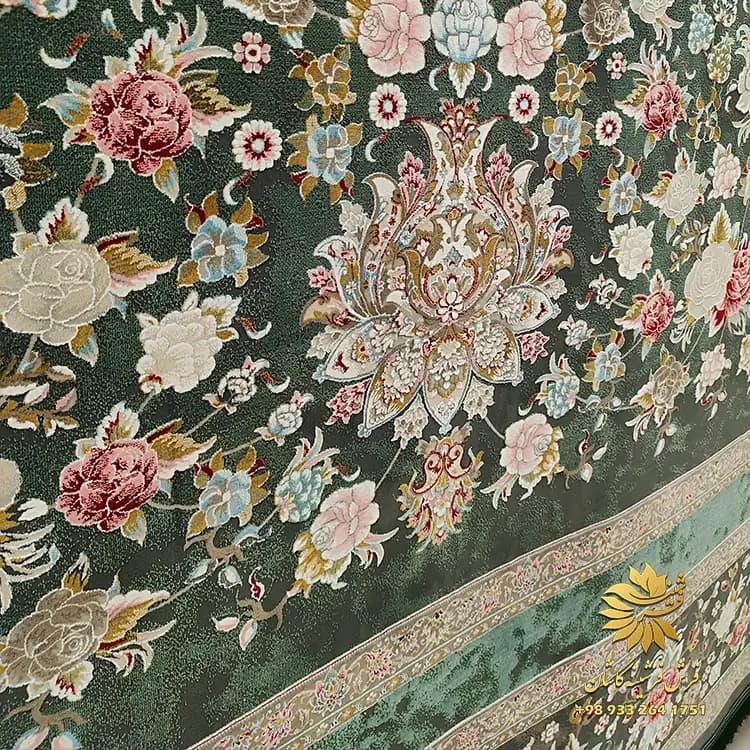 فرش باغ گل سبز 1200 شانه افشان خاب مسطح — تصویر ۵