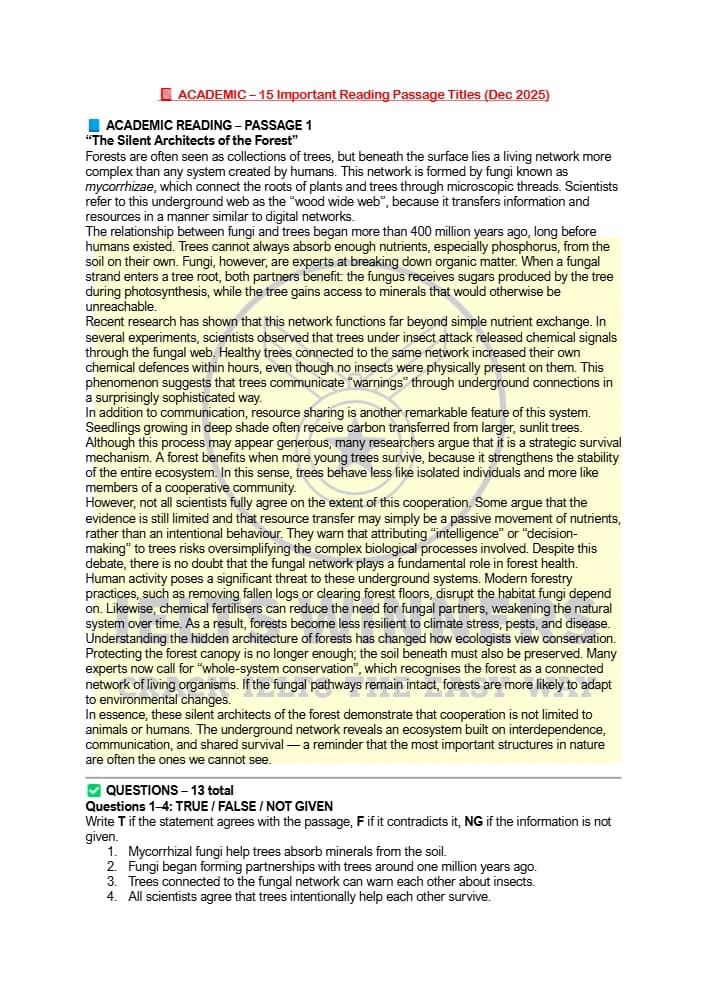 کتاب IELTS Reading Passages December 2025 (ریدینگهای آیلتس؛ دسامبر ۲۰۲۵، آکادمیک و جنرال) نسخه انگلیسی PDF