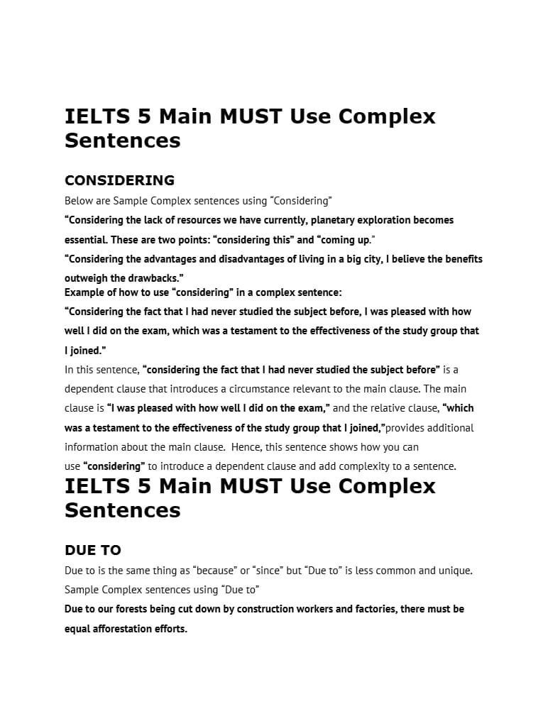 کتاب 5 Main Must-Use Complex Sentences for IELTS (۵ ساختار پیچیده ضروری برای آیلتس) نسخه انگلیسی PDF