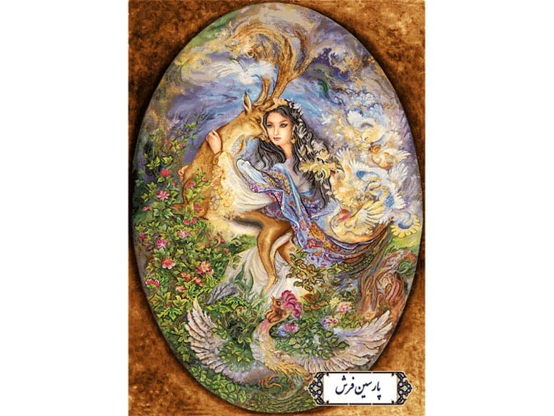 نخ و نقشه تابلو فرش مینیاتور استاد فرشچیان – کد NM5636