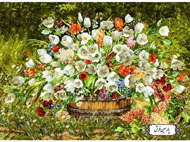 نخ و نقشه تابلو فرش طرح گلدان گل – کد NG1430