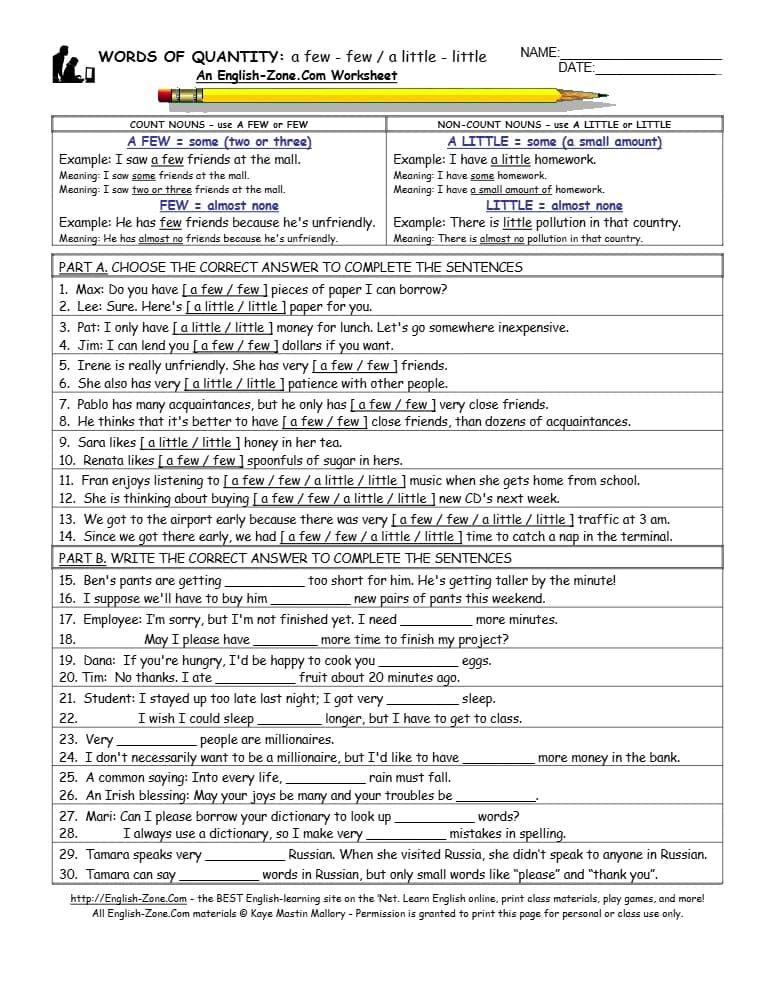 کتاب Few and Little (کاربرد Few و Little در انگلیسی) نسخه انگلیسی PDF