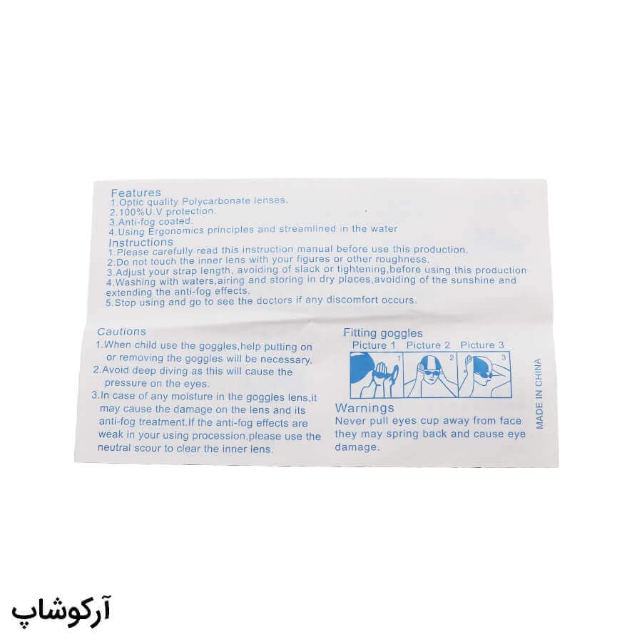 عینک شنا CONQUEST مشکی رنگ، از جنس سیلیکونی به همراه قاب مدل BL3005 — تصویر ۶