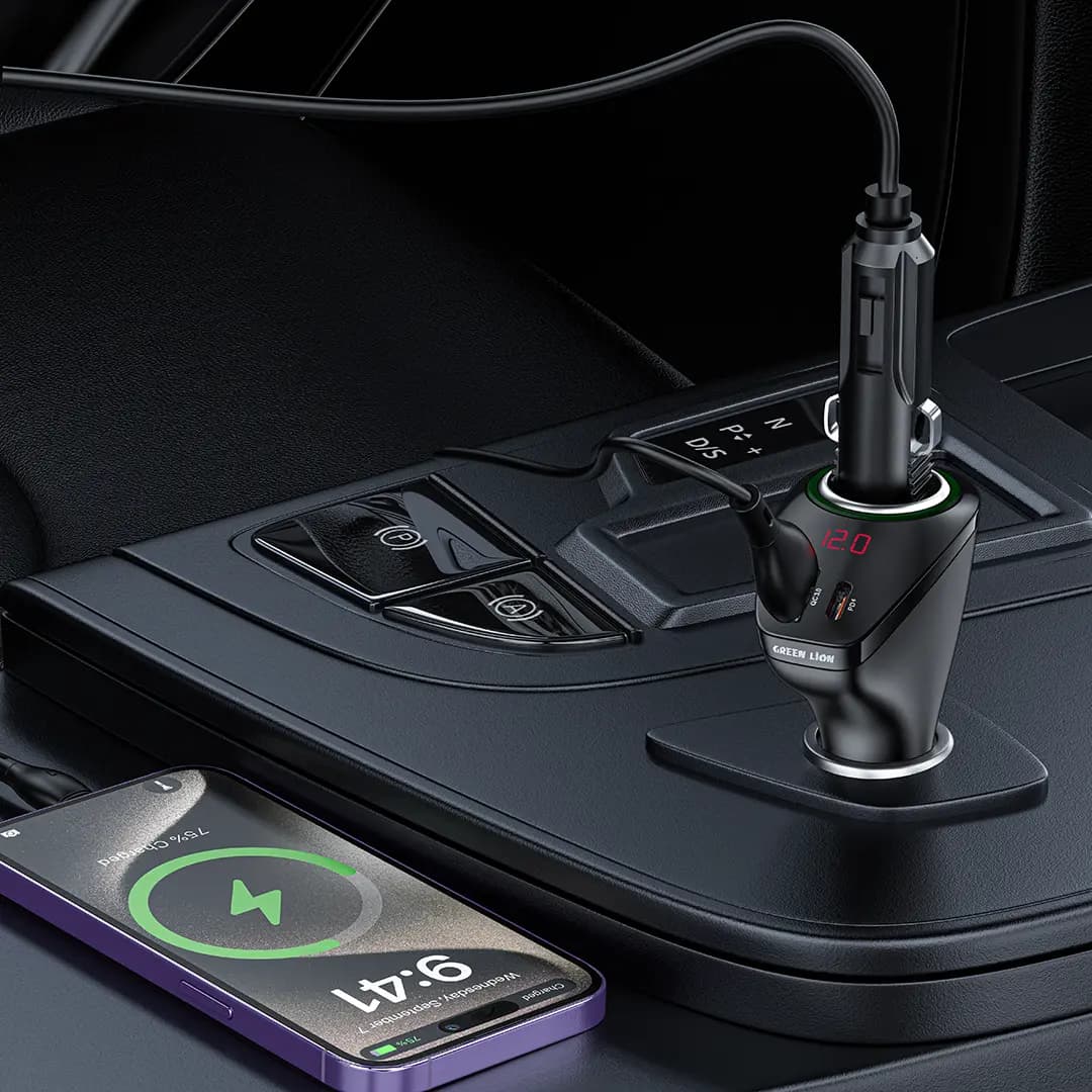 شارژر فندکی Green Lion Power Drive 75W با خروجی PD و QC — تصویر ۴