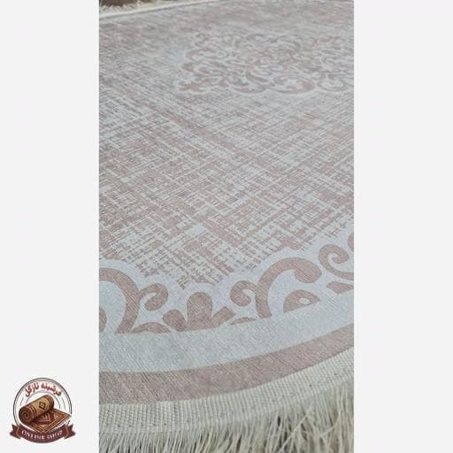 فرشینه بیضی مخمل کرم کم رنگ استُپ دار (اصلا سُر نمیخوره) b26 — تصویر ۵
