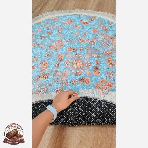 فرشینه مخمل آبی طرح ابریشمی استُپ دار (ابعاد دلخواه) – a095 — تصویر ۴