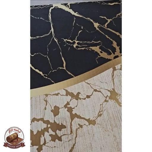 فرشینه مخمل مشکی کِرم مدرن استُپ دار (اصلا سُر نمیخوره) h421 — تصویر ۲