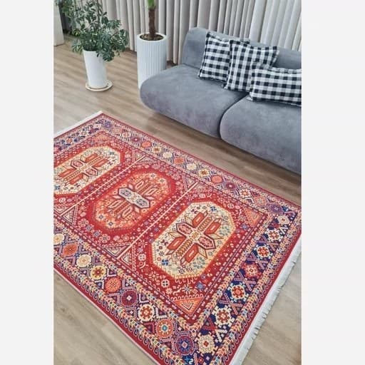 فرشینه سنتی | مخمل نرم و لطیف | طرح سنتی استُپ دار (ضدلغزش) O111 ابعاد مختلف — تصویر ۳