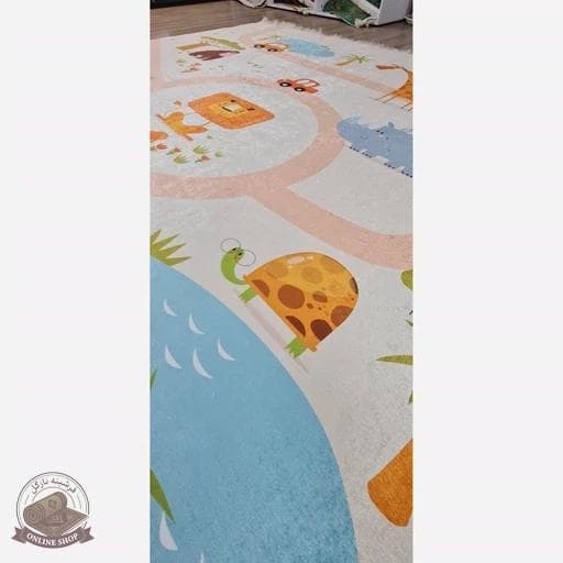 فرشینه کودک| طرح جاده و حیوانات |رویه مخمل هازان تُرک استپ دار(ابعاد مختلف) u304 — تصویر ۵