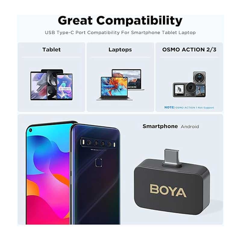 میکروفون یقه ای بیسیم Type-C مدل BY-M1V3 برند BOYA — تصویر ۳