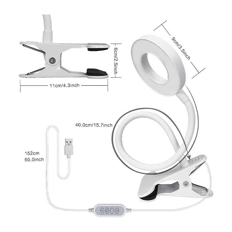 چراغ مطالعه گیره ای و رینگ لایت مدل DL03 برند shuwosmart — تصویر ۵