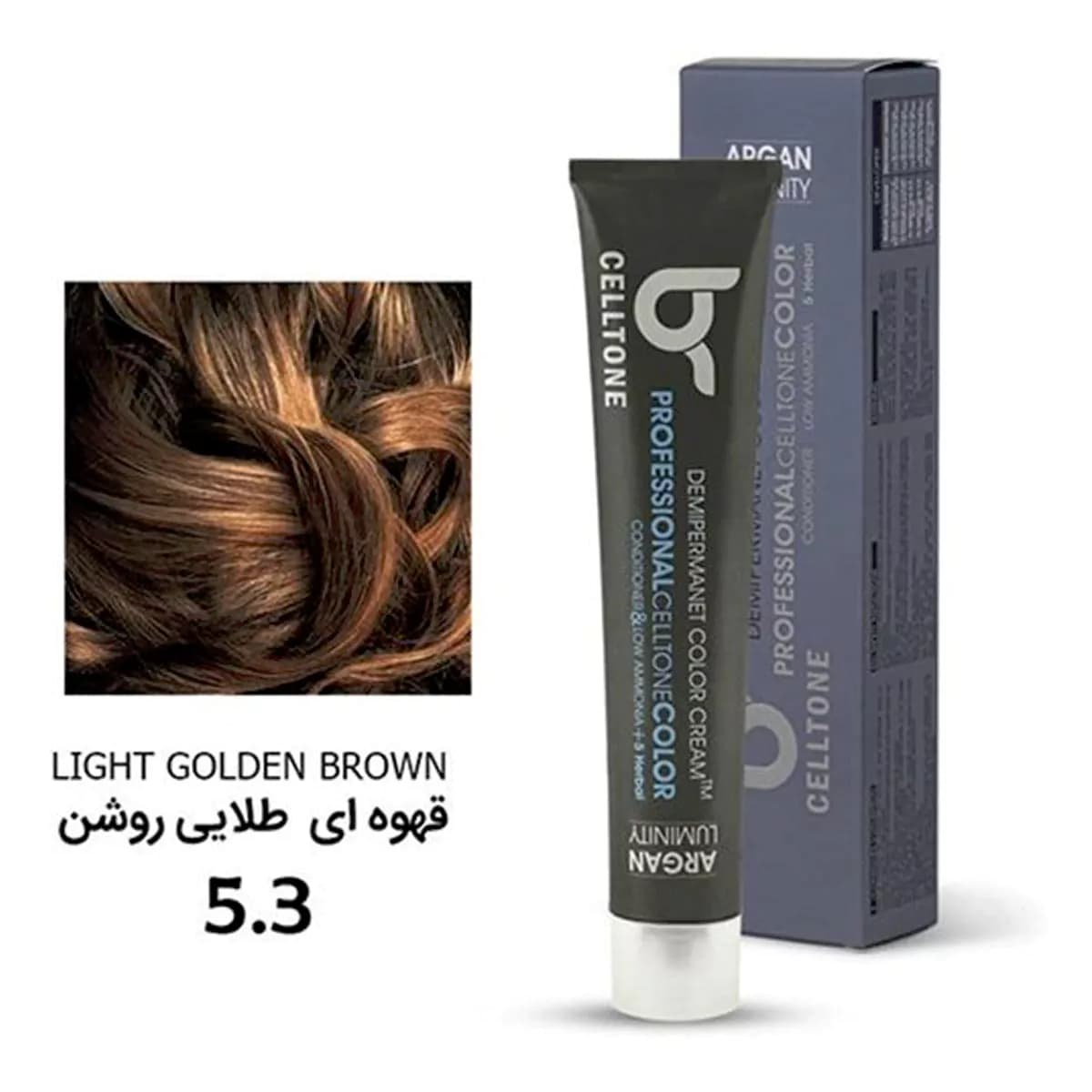 رنگ مو مدل طبیعی شماره 5.3 رنگ قهوه ای طلایی روشن حجم 100 میلی لیتر سلتون