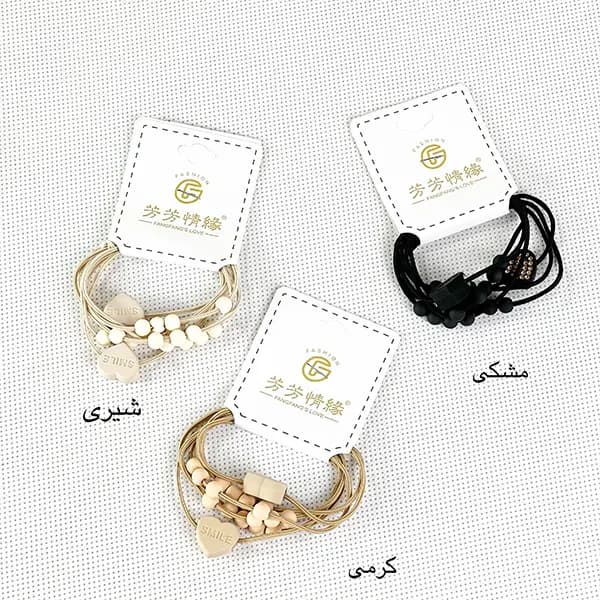 کش مو کرم قهوه ای 2 عددی مهره ای — تصویر ۶