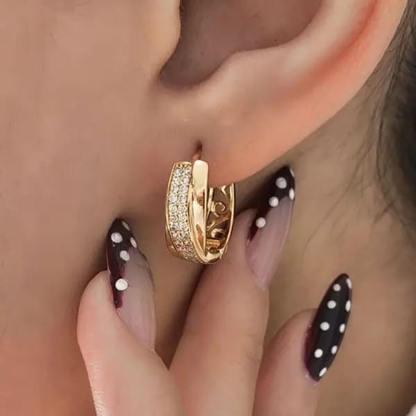 گوشواره حلقه ای ژوپینگ نگین دار — تصویر ۱۱