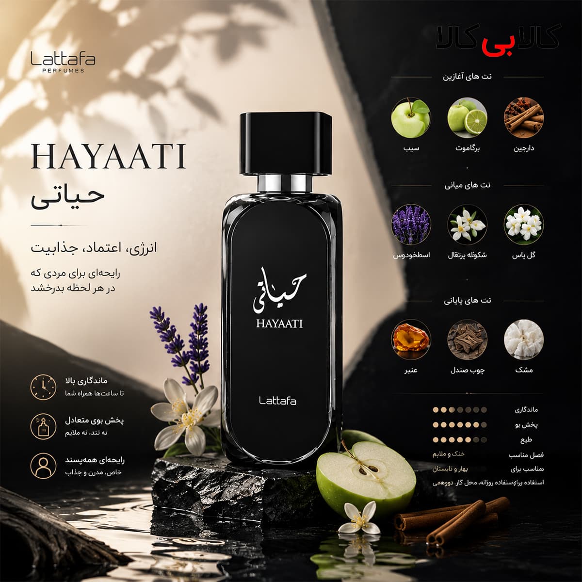 ادکلن حیاتی لطافه مردانه اصل 100 میلی لیتر — تصویر ۲