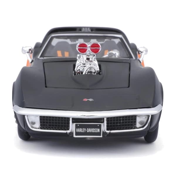 ماشین فلزی 1:24 مایستو مدل 1970 Corvette مشکی نارنجی — تصویر ۶