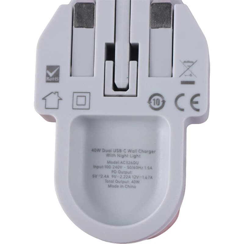 شارژر دیواری و چراغ خواب 20 وات بودی AC326DU PD 2.4A — تصویر ۴